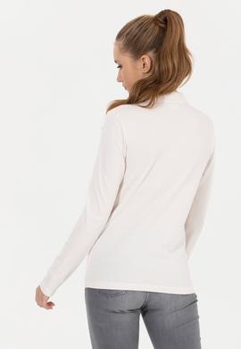 Kadın Ekru Basic Polo Yaka Sweatshirt - 50261237016