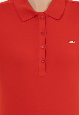 Kadın Kırmızı Basic Polo Yaka Sweatshirt - 50261237029