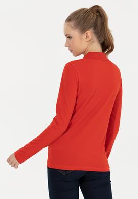 Kadın Kırmızı Basic Polo Yaka Sweatshirt - 50261237029
