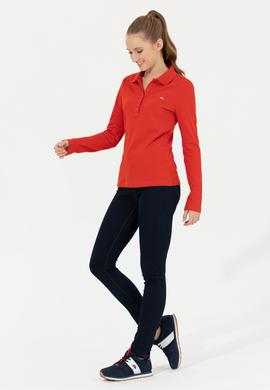 Kadın Kırmızı Basic Polo Yaka Sweatshirt - 50261237029