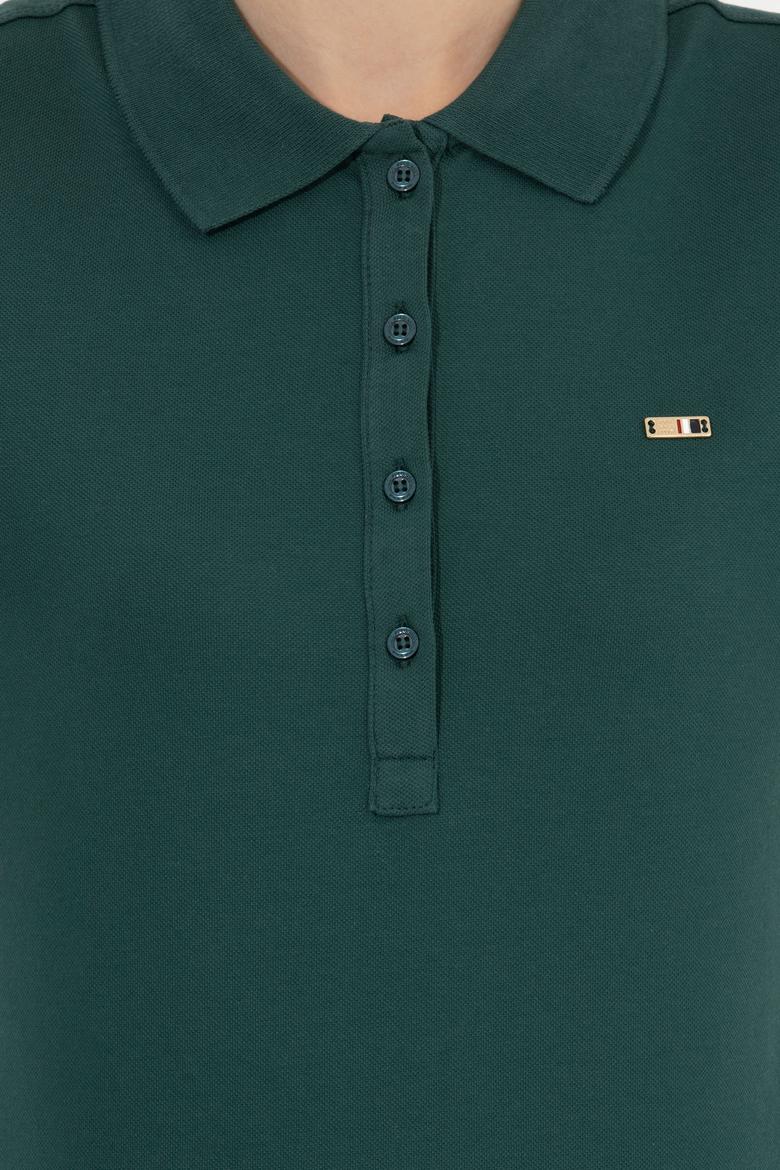 Kadın Yeşil Basic Polo Yaka Sweatshirt - 50261237048