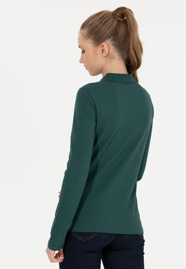 Kadın Yeşil Basic Polo Yaka Sweatshirt - 50261237048