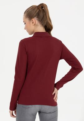 Kadın Vİşne Basic Polo Yaka Sweatshirt - 50261237062