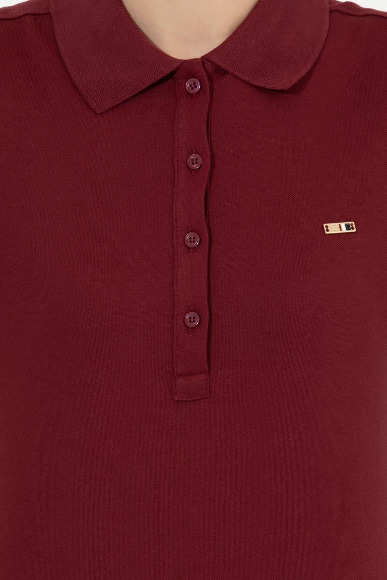 Kadın Vİşne Basic Polo Yaka Sweatshirt - 50261237062