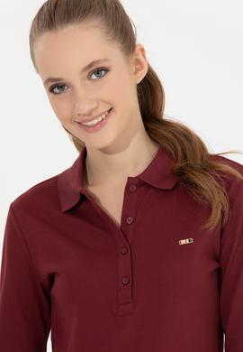 Kadın Vİşne Basic Polo Yaka Sweatshirt - 50261237062