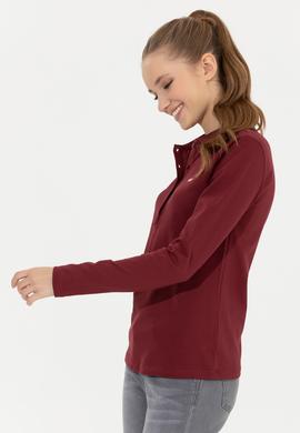 Kadın Vİşne Basic Polo Yaka Sweatshirt - 50261237062