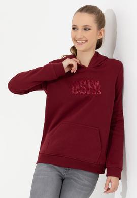 Kadın Vİşne Kapüşonlu Basic Sweatshirt - 50256249060