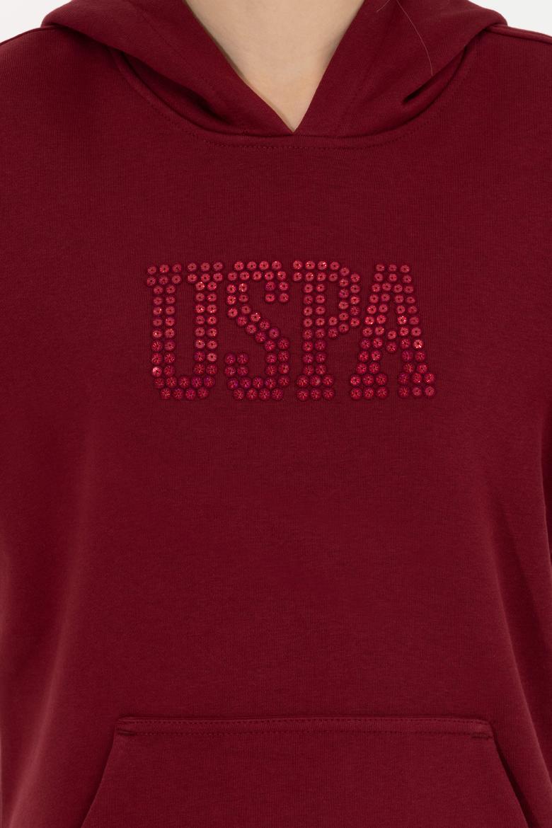 Kadın Vİşne Kapüşonlu Basic Sweatshirt - 50256249060