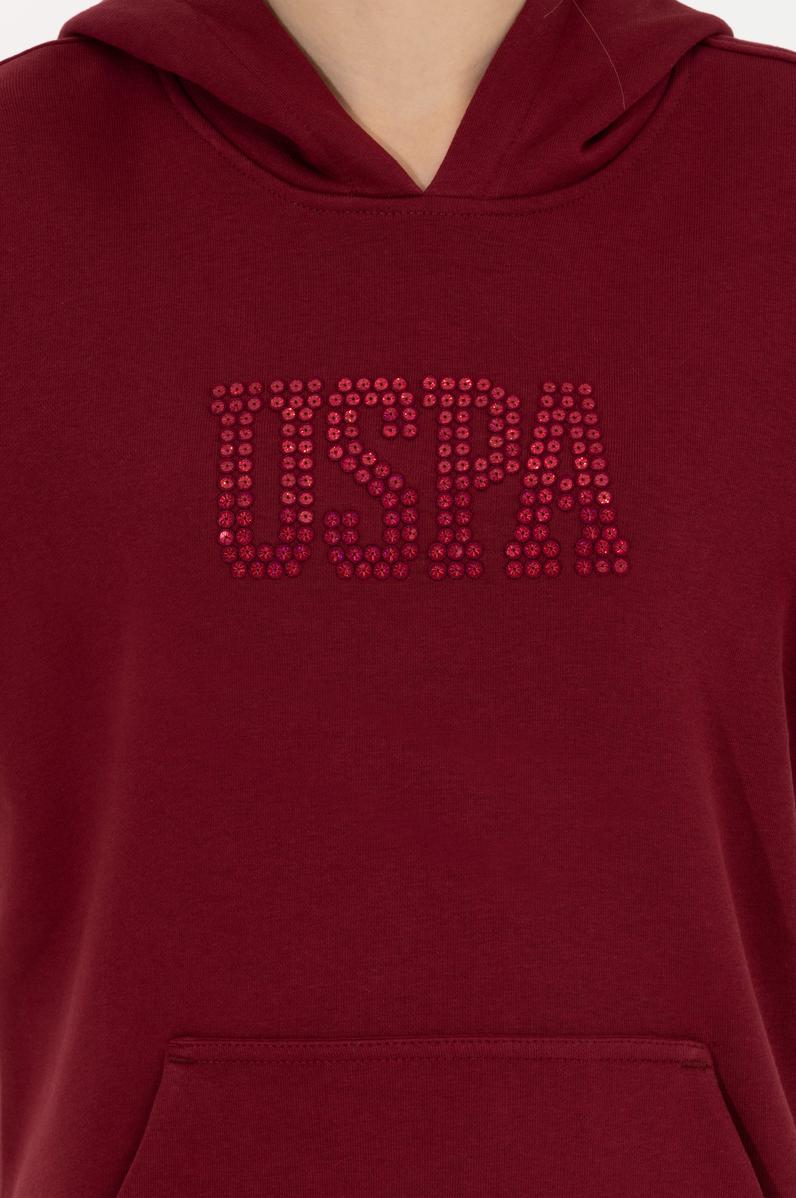 Kadın Vİşne Kapüşonlu Basic Sweatshirt