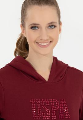 Kadın Vİşne Kapüşonlu Basic Sweatshirt - 50256249060