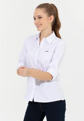 Kadın Beyaz Uzun Kollu Basic Gömlek - 50262490005