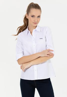 Kadın Beyaz Uzun Kollu Basic Gömlek - 50262490005