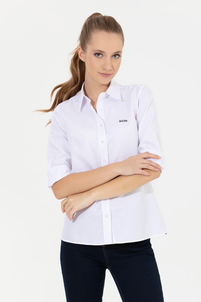Kadın Beyaz Uzun Kollu Basic Gömlek - 50262490005