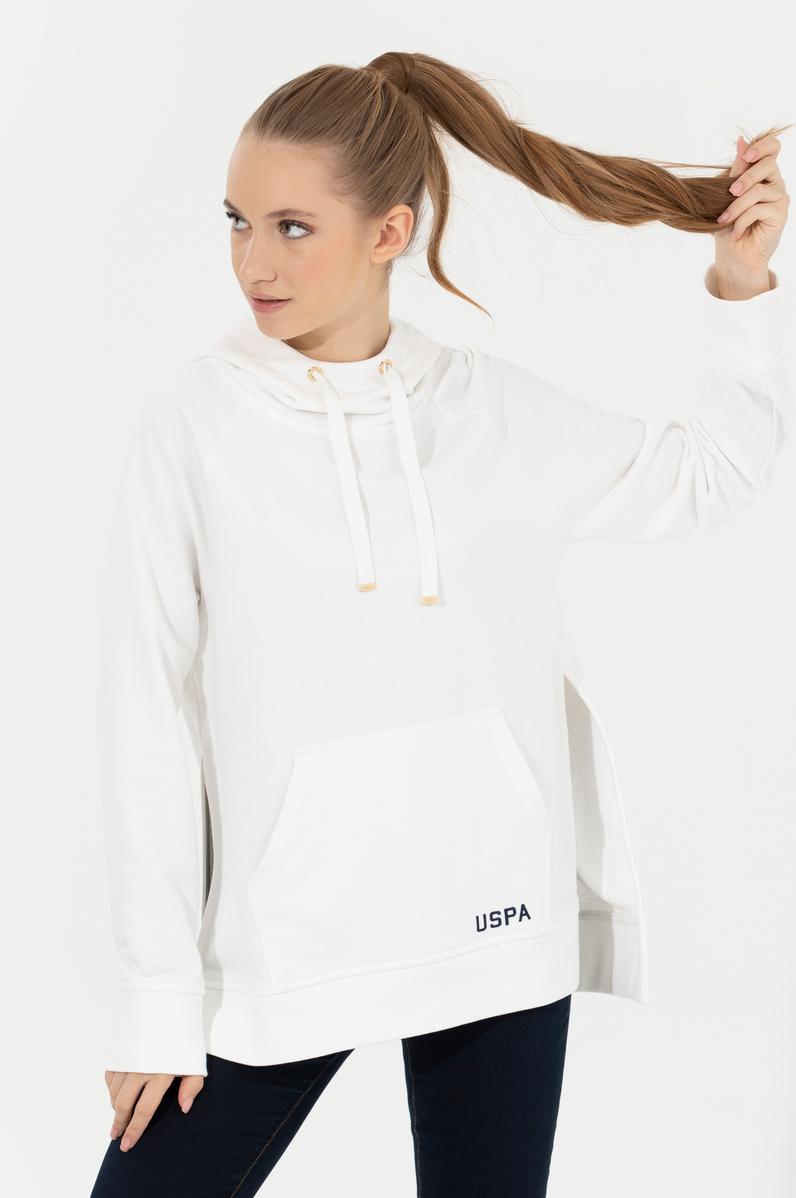 Kadın Ekru Kapüşonlu Sweatshirt