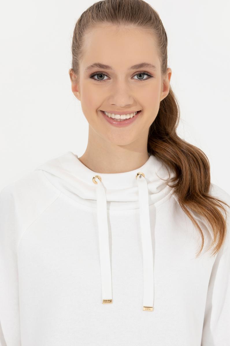 Kadın Ekru Kapüşonlu Sweatshirt