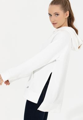 Kadın Ekru Kapüşonlu Sweatshirt - 50260879004