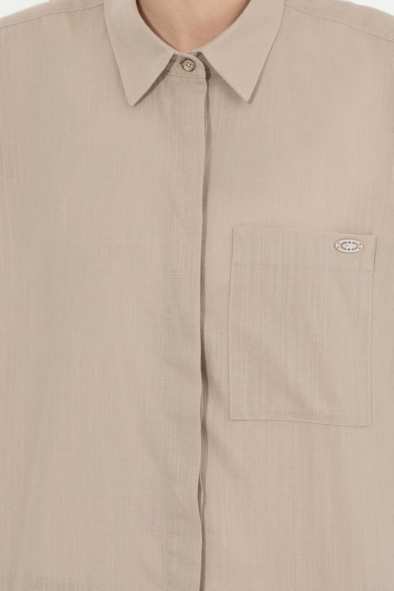 Kadın Haki Uzun Kollu Gömlek - 50251872014