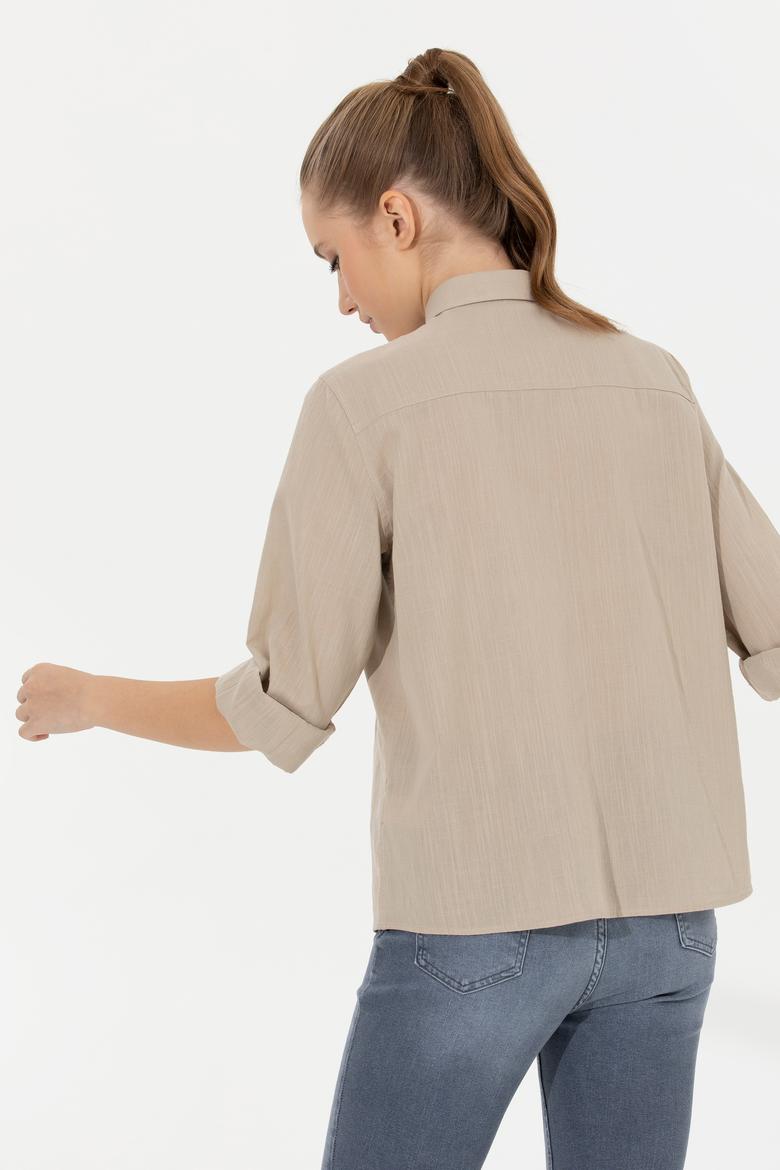 Kadın Haki Uzun Kollu Gömlek - 50251872014
