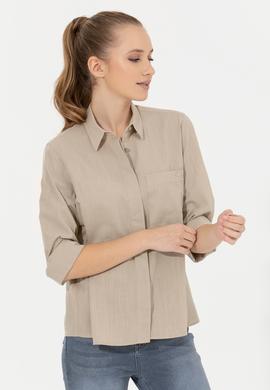 Kadın Haki Uzun Kollu Gömlek - 50251872014