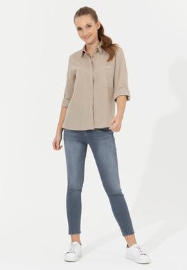 Kadın Haki Uzun Kollu Gömlek - 50251872014