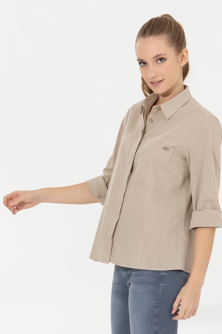 Kadın Haki Uzun Kollu Gömlek - 50251872014