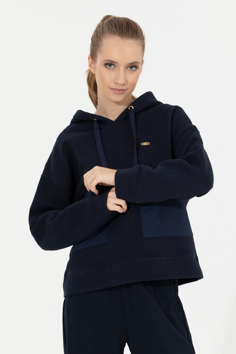Kadın Lacivert Kapüşonlu Sweatshirt - 50256326006