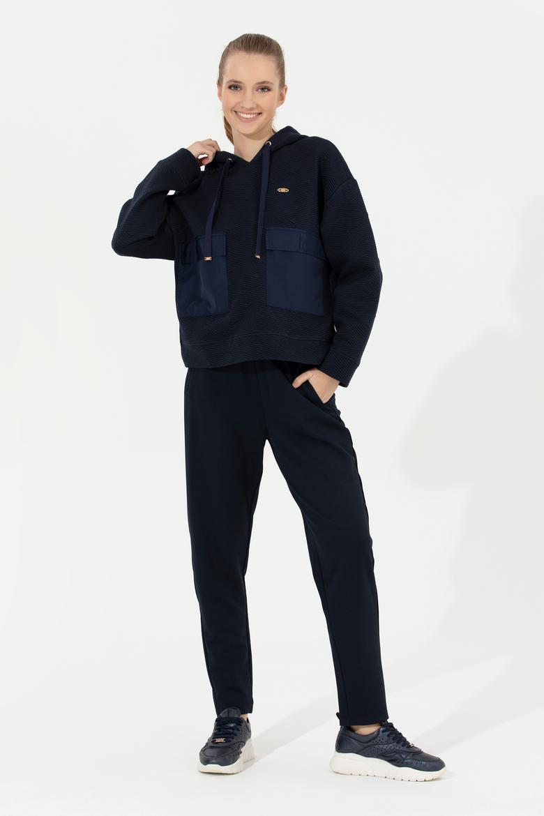 Kadın Lacivert Kapüşonlu Sweatshirt - 50256326006