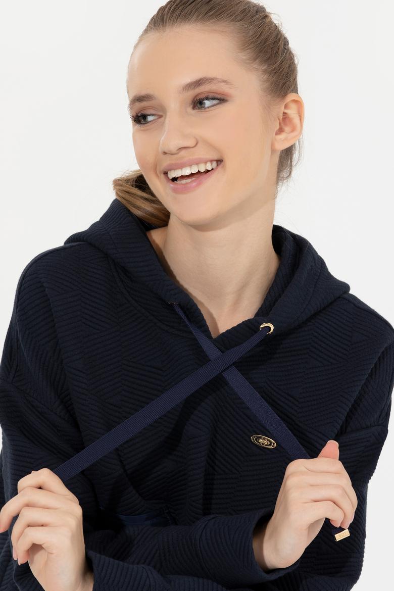 Kadın Lacivert Kapüşonlu Sweatshirt