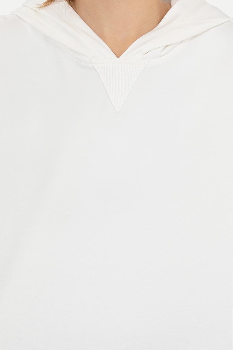 Kadın Ekru Kapüşonlu Sweatshirt - 50261243024