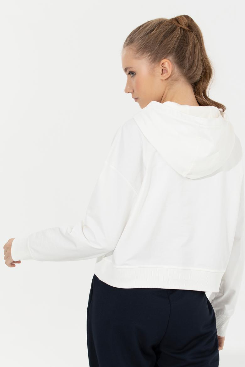 Kadın Ekru Kapüşonlu Sweatshirt - 50261243024