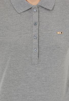 Kadın Gri Melanj Basic Polo Yaka Sweatshirt - 50261237054