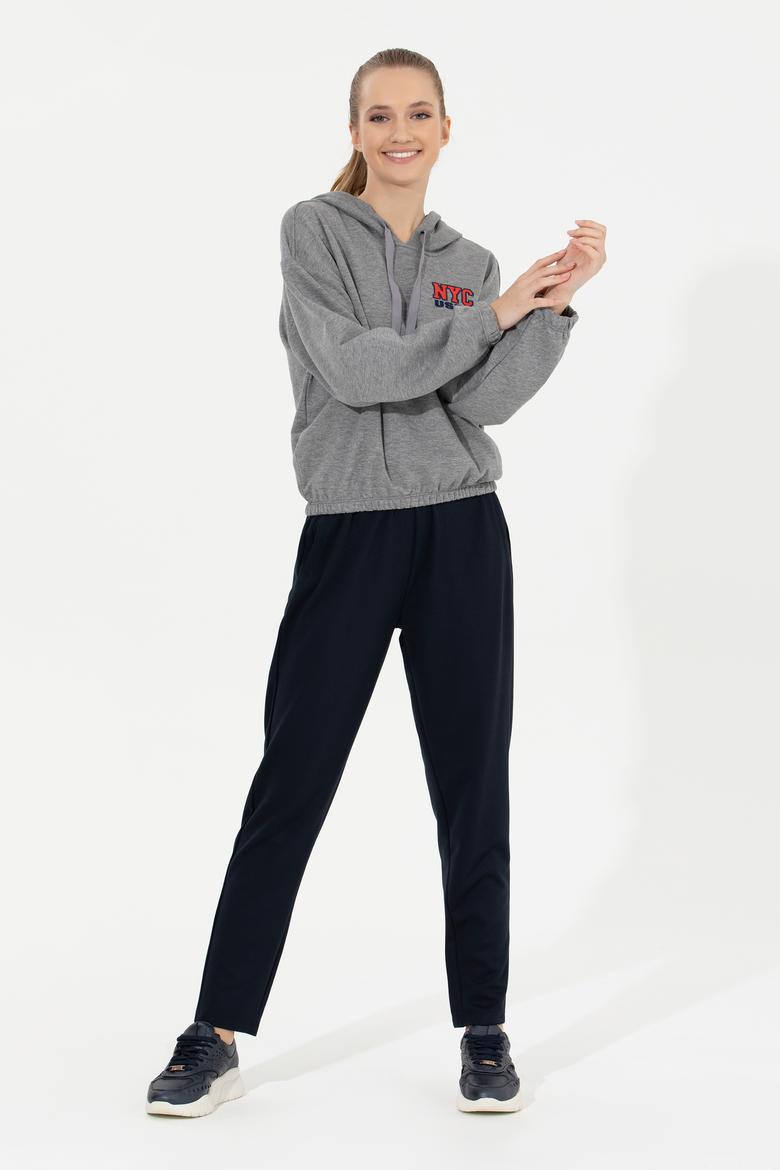 Kadın Gri  Melanj Kapüşonlu Sweatshirt - 50261239006