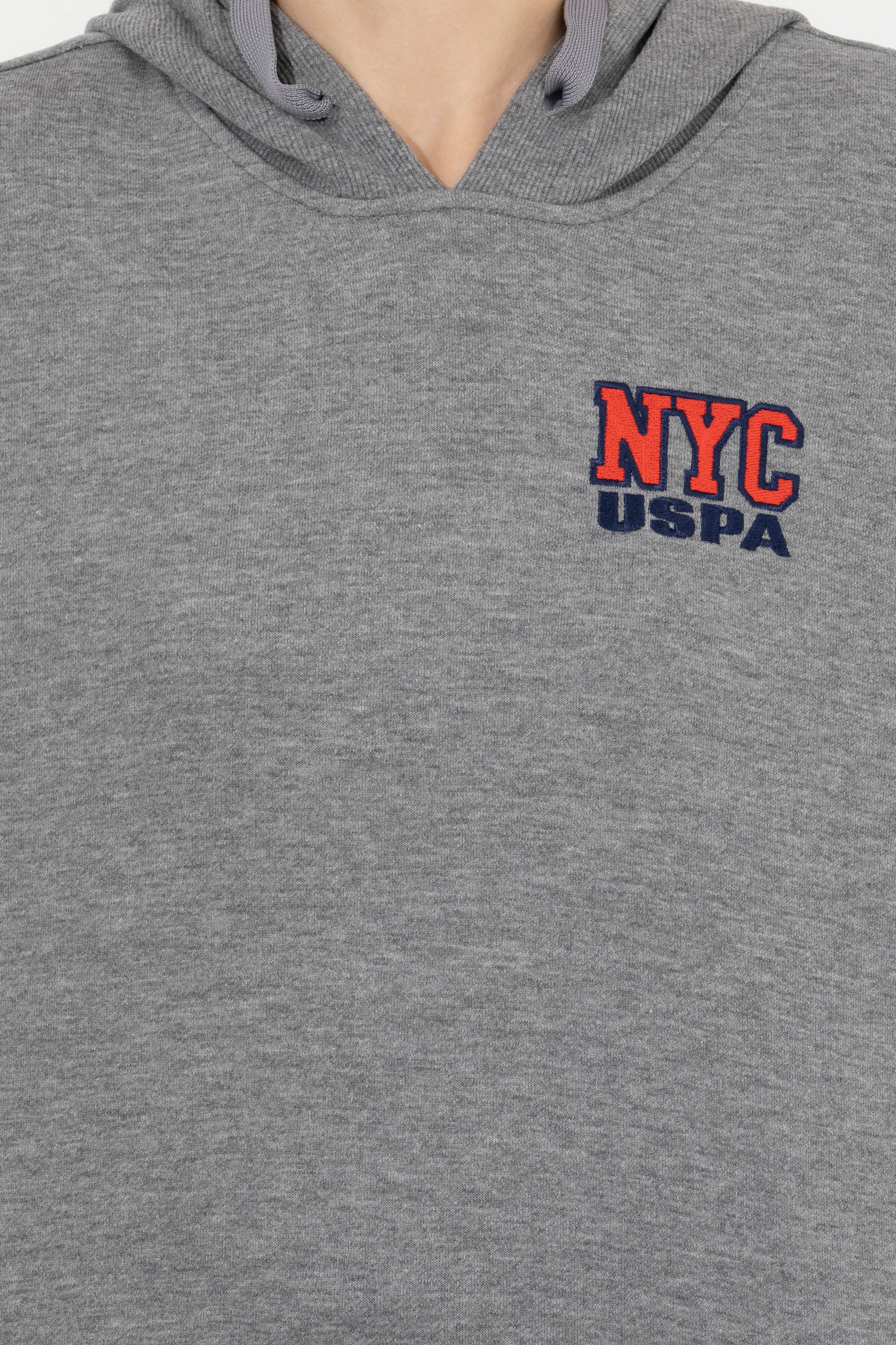 Kadın Gri Melanj Kapüşonlu Sweatshirt - Image 6