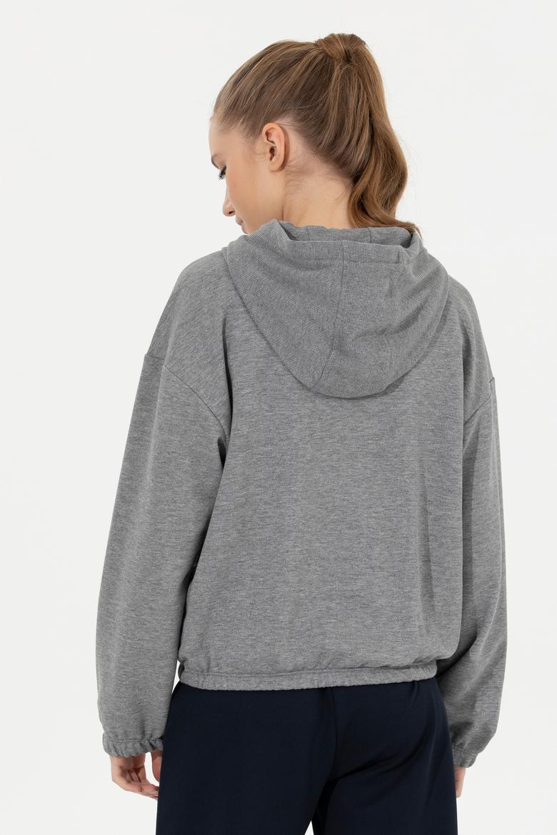 Kadın Gri  Melanj Kapüşonlu Sweatshirt - 50261239006