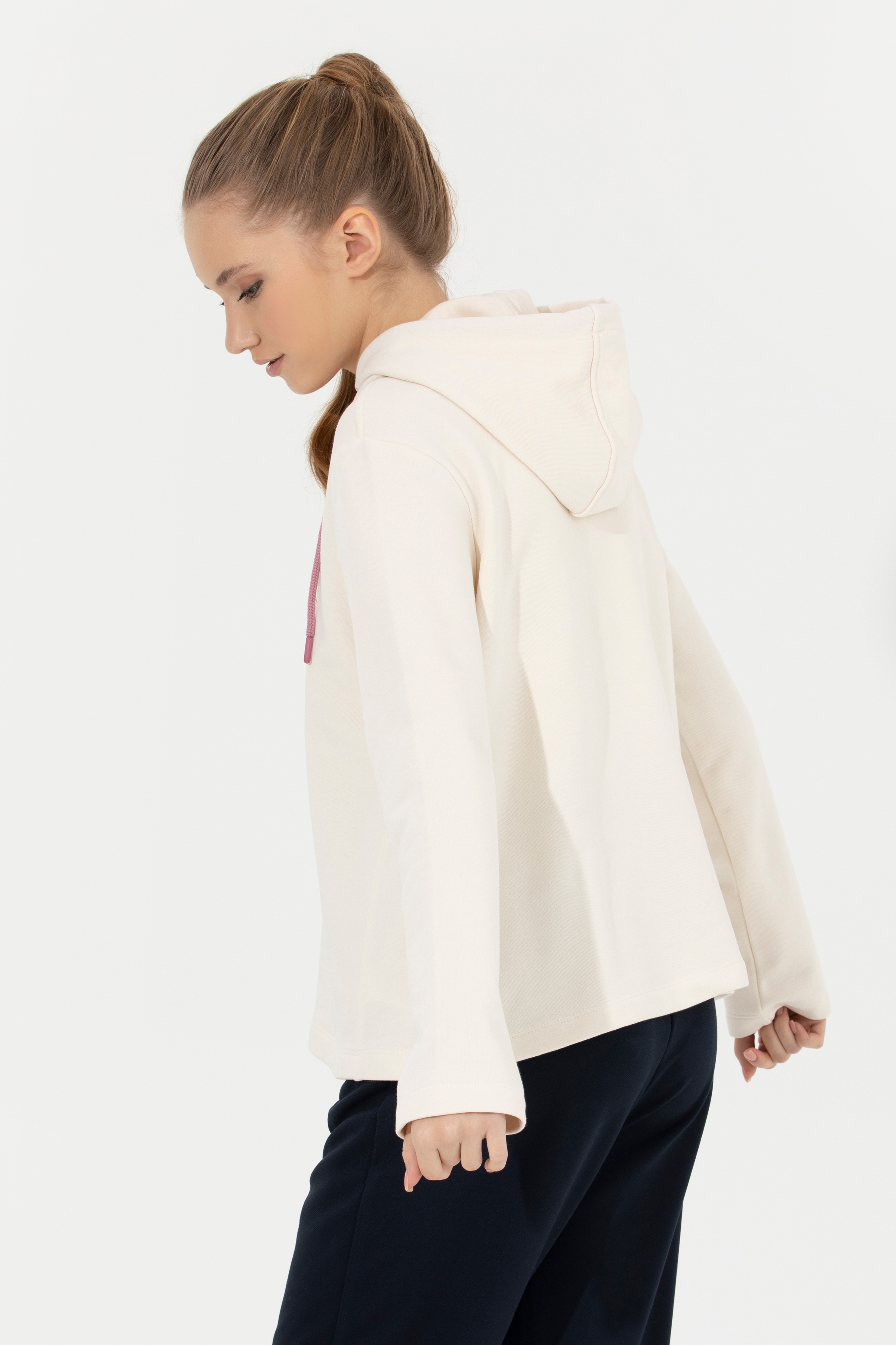 Kadın Ekru Sweatshirt - Image 5