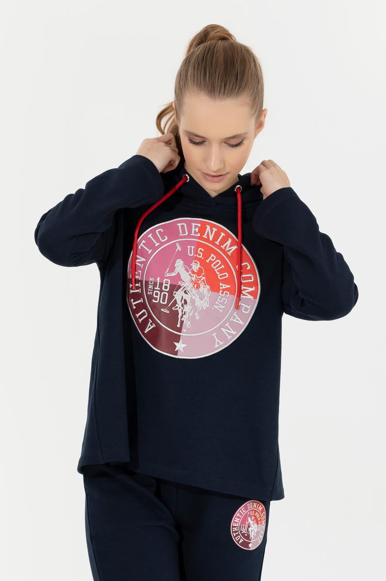 Kadın Lacivert Kapüşonlu Sweatshirt