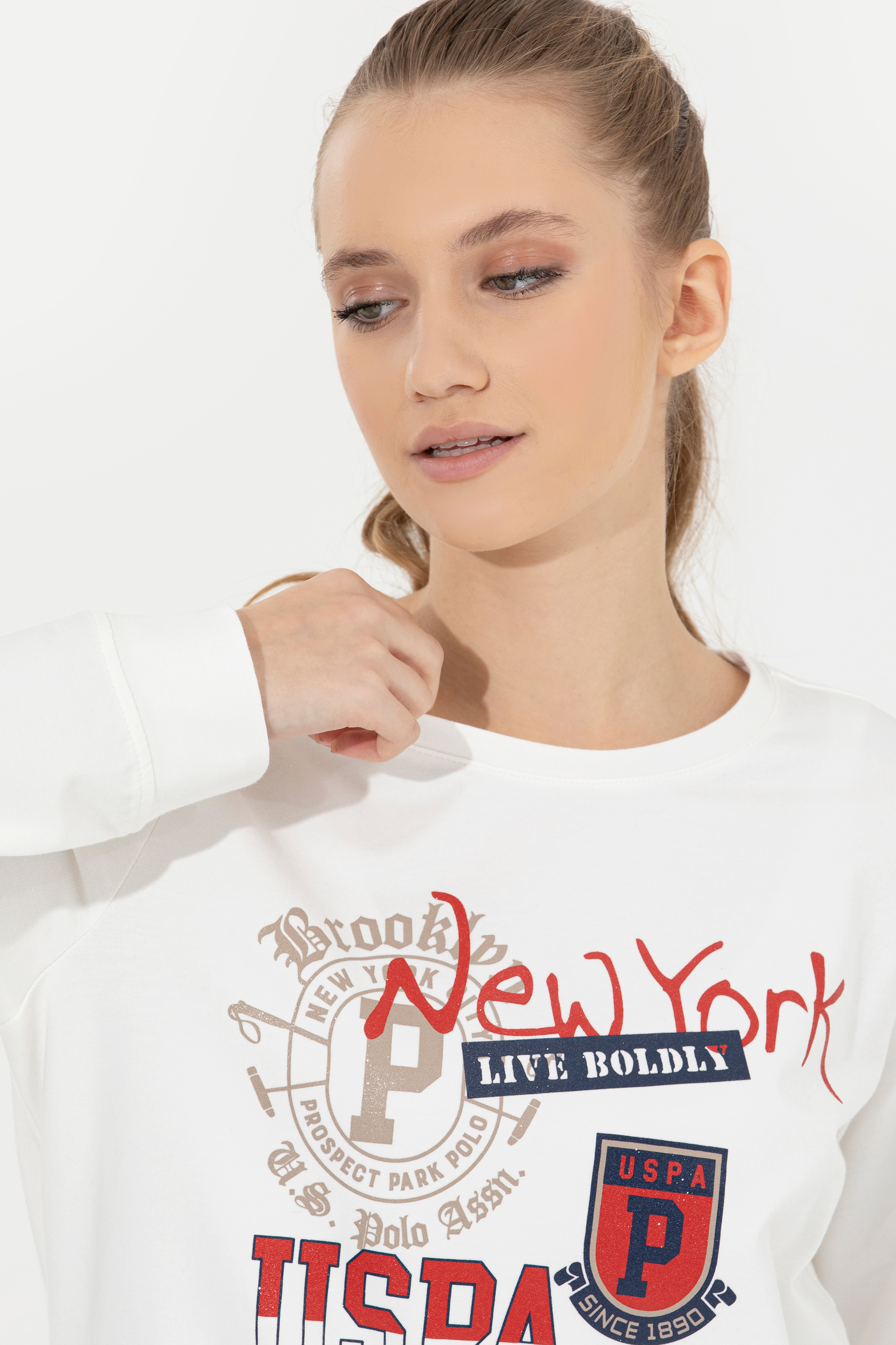 Kadın Ekru Sweatshirt - Image 2