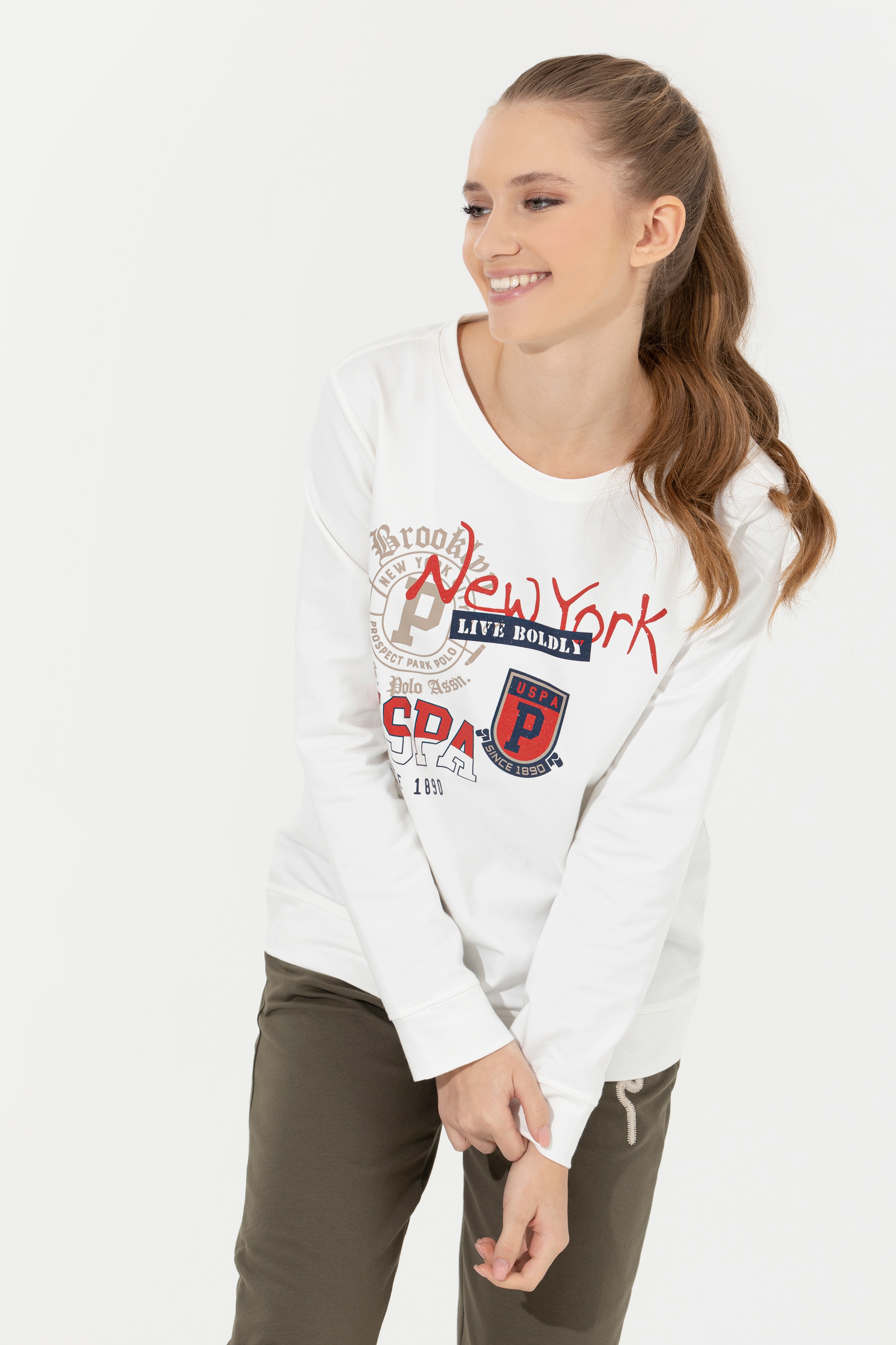 Kadın Ekru Sweatshirt - Image 4