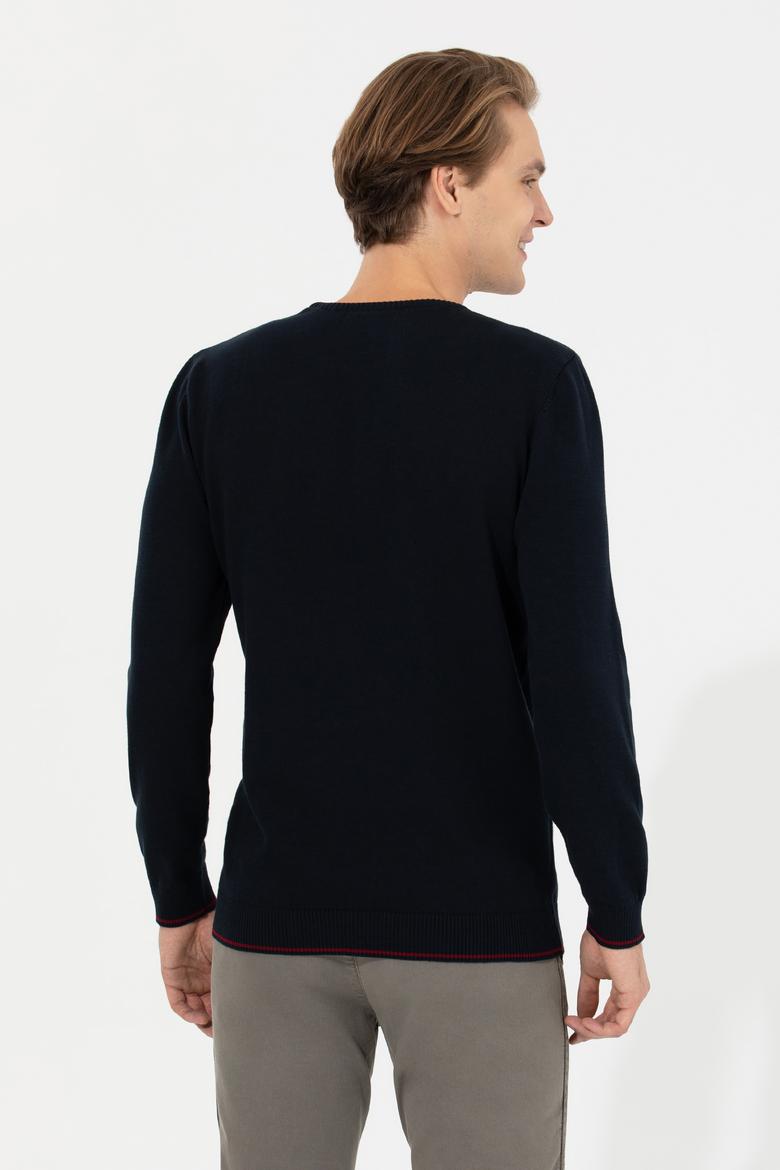 Erkek Lacivert Bisiklet Yaka Triko Kazak - 50258076003