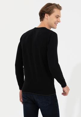 Erkek Siyah Bisiklet Yaka Triko Kazak - 50258076016