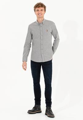 Erkek Vizon Uzun Kollu Basic Gömlek - 50256275102