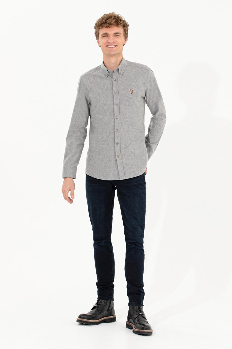 Erkek Vizon Uzun Kollu Basic Gömlek - 50256275102