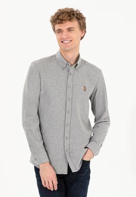 Erkek Vizon Uzun Kollu Basic Gömlek - 50256275102