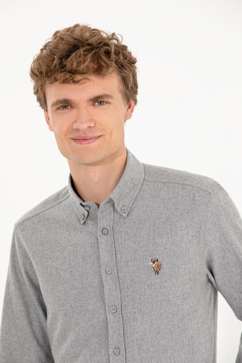 Erkek Vizon Uzun Kollu Basic Gömlek - 50256275102