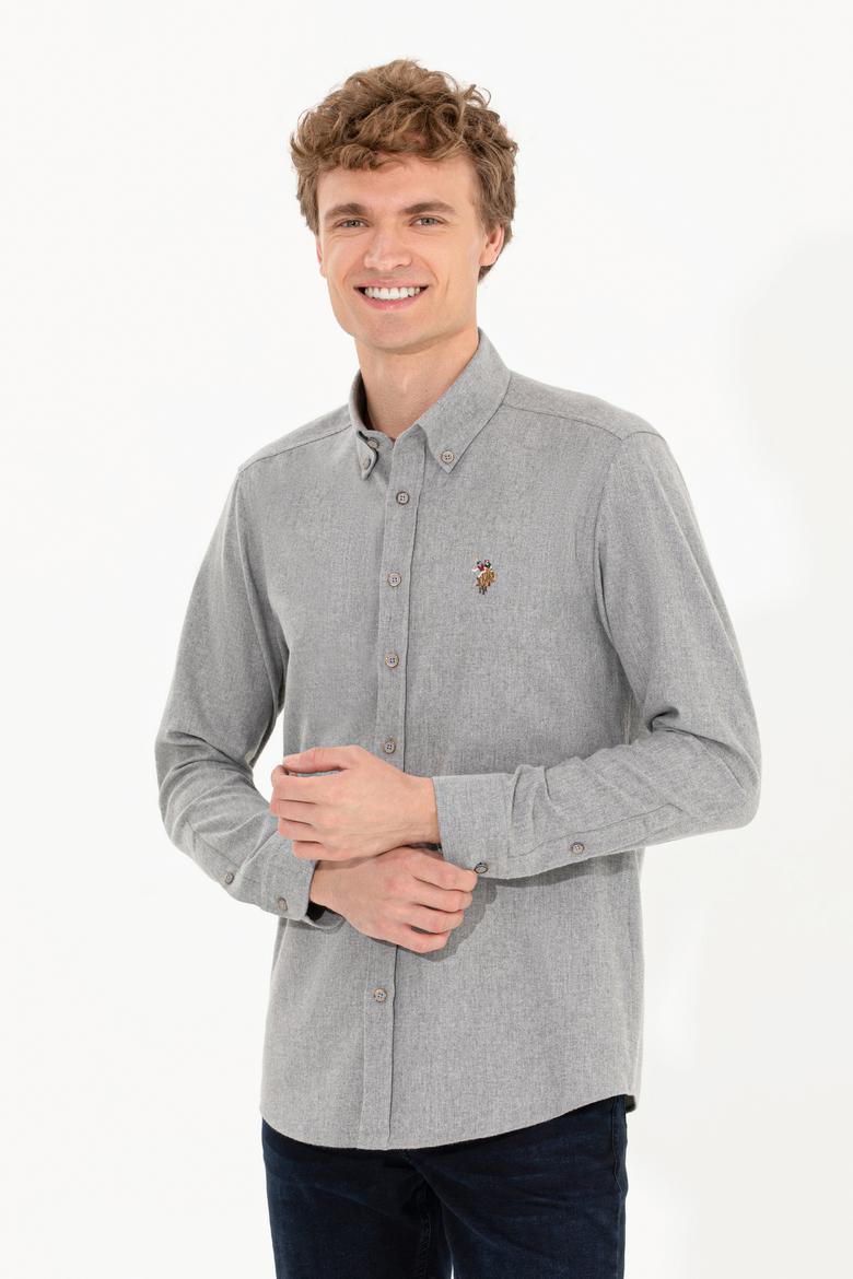 Erkek Vizon Uzun Kollu Basic Gömlek - 50256275102