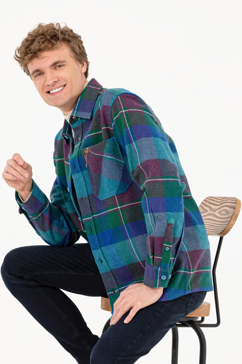 Erkek Kobalt Mavi Uzun Kollu Gömlek