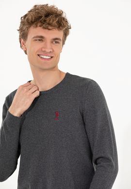 Erkek Antrasit Melanj Bisiklet Yaka Basic Triko Kazak - 50253443041