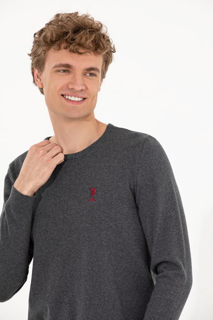 Erkek Antrasit Melanj Bisiklet Yaka Basic Triko Kazak