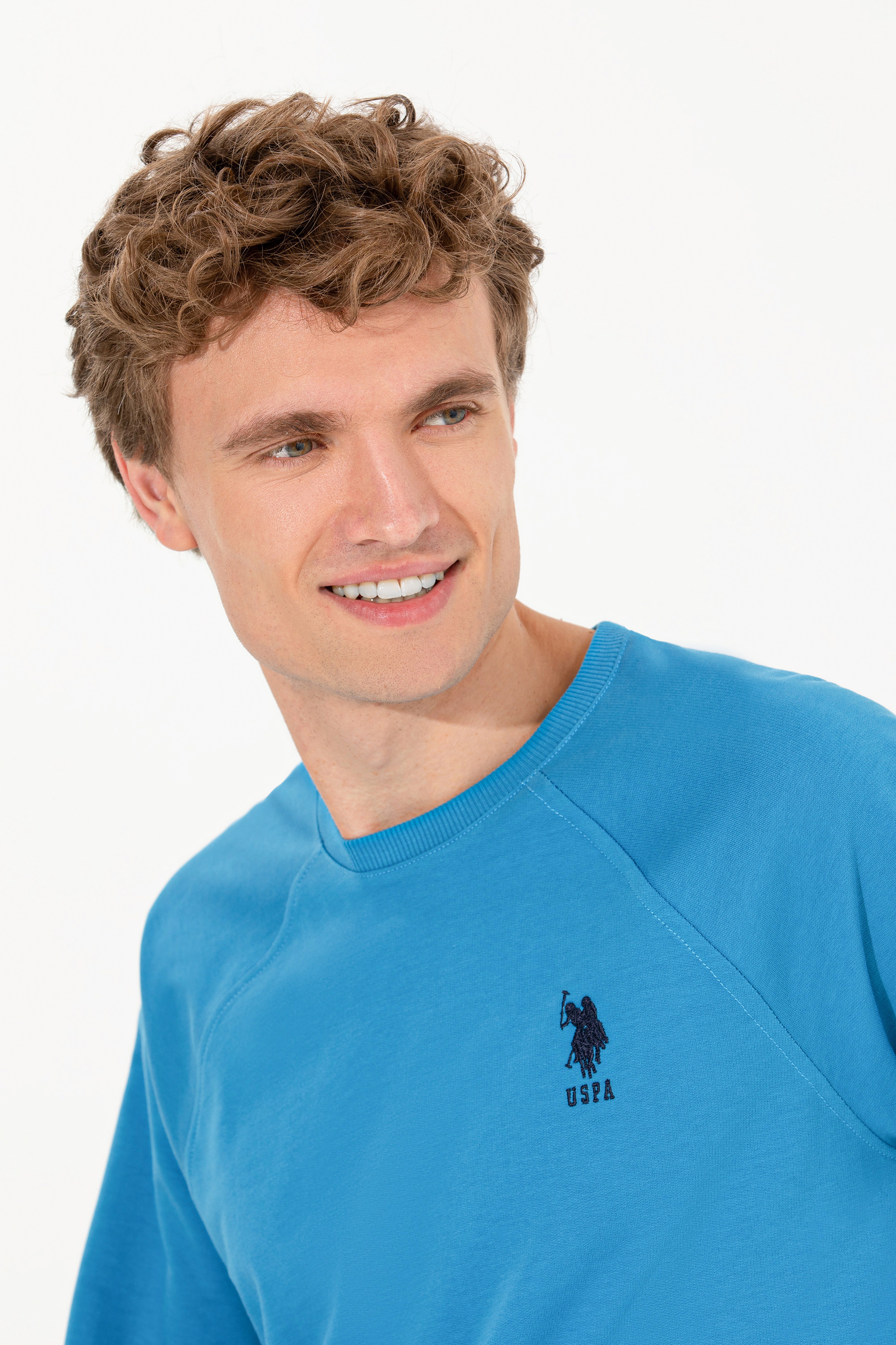 Erkek Kobalt Mavi Basic Sweatshirt - Image 1