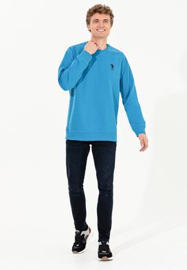 Erkek Kobalt Mavi Basic Sweatshirt - 50253181078